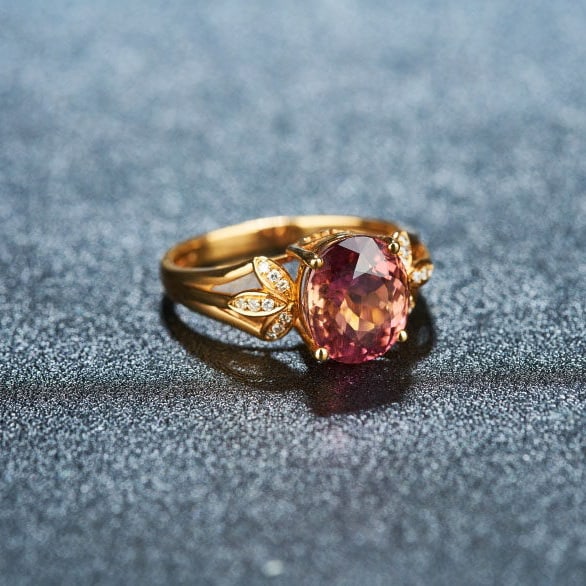 14k Gold 3.8 Ct Natural Tourmaline & Diamond Ring - 2
