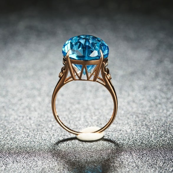 14k Gold 13.85 Ct Natural Topaz & Diamond Ring - 6