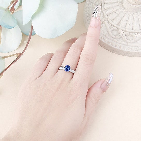 14k Gold 1.54 Ctw Natural Sapphire & Diamond Ring - 7