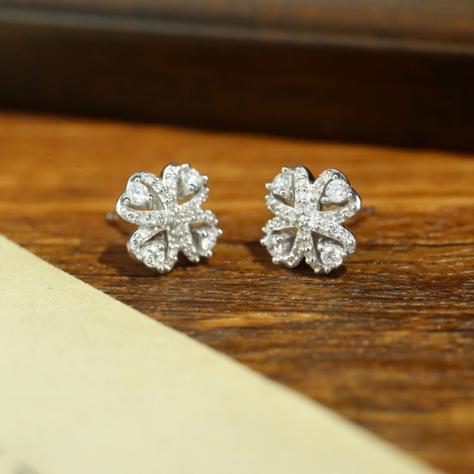 14k Gold 0.40 Ct Natural H Diamond Earrings - 2