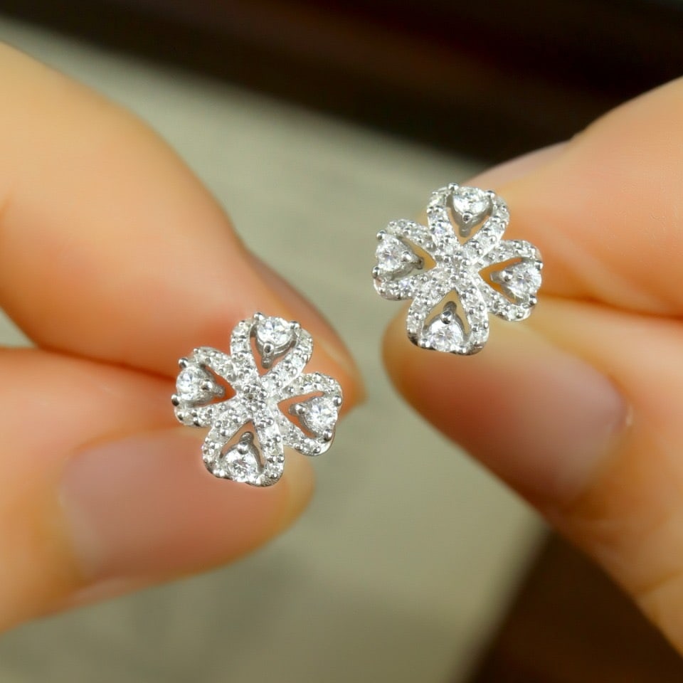 14k Gold 0.40 Ct Natural H Diamond Earrings - 3