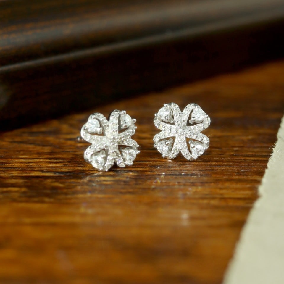 14k Gold 0.40 Ct Natural H Diamond Earrings - 4