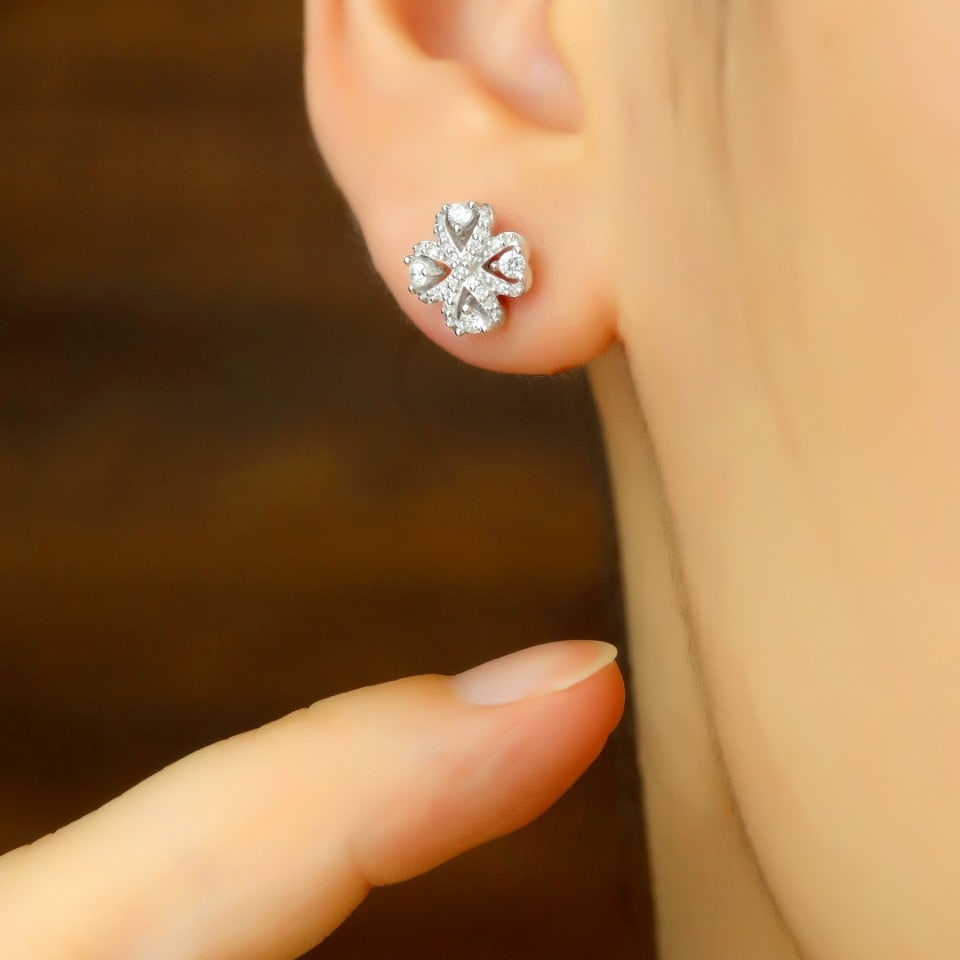 14k Gold 0.40 Ct Natural H Diamond Earrings - 5