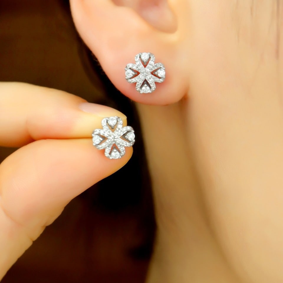 14k Gold 0.40 Ct Natural H Diamond Earrings - 6
