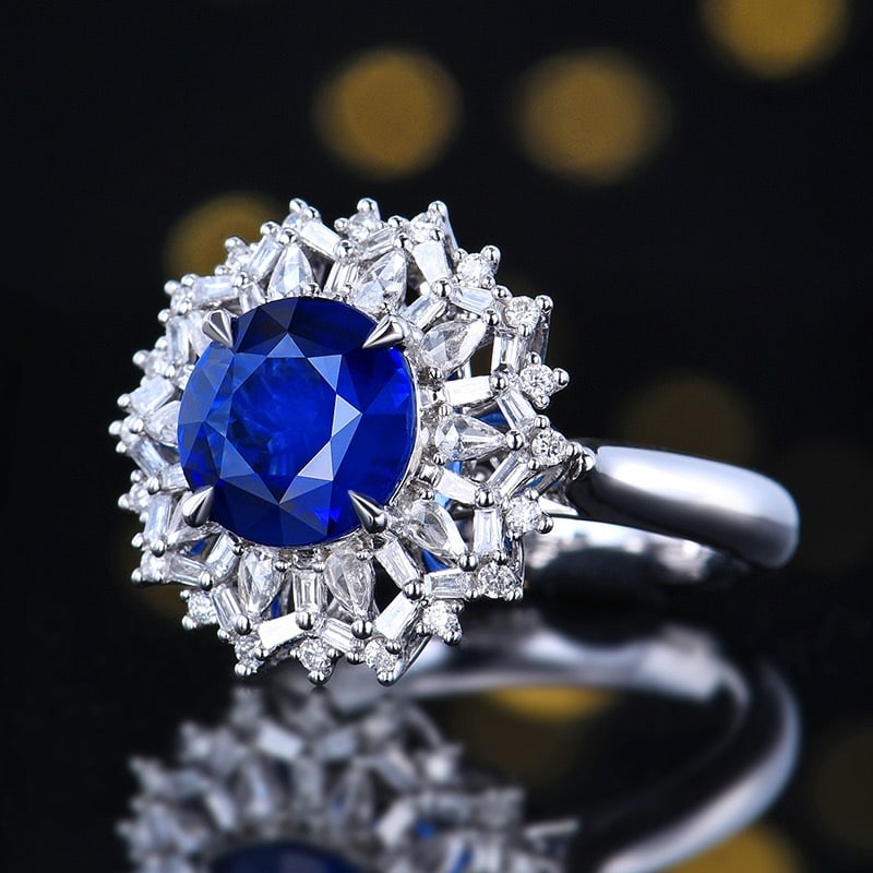 14k Gold 2.48 Ctw Natural Sapphire & Diamond Ring/pendant( Without Chain ) - 2