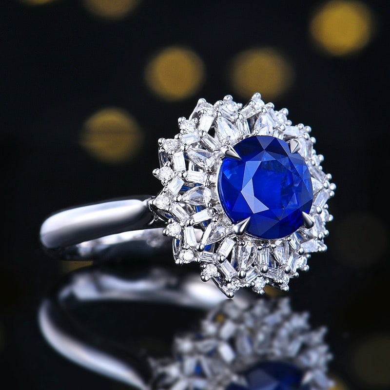 14k Gold 2.48 Ctw Natural Sapphire & Diamond Ring/pendant( Without Chain ) - 3