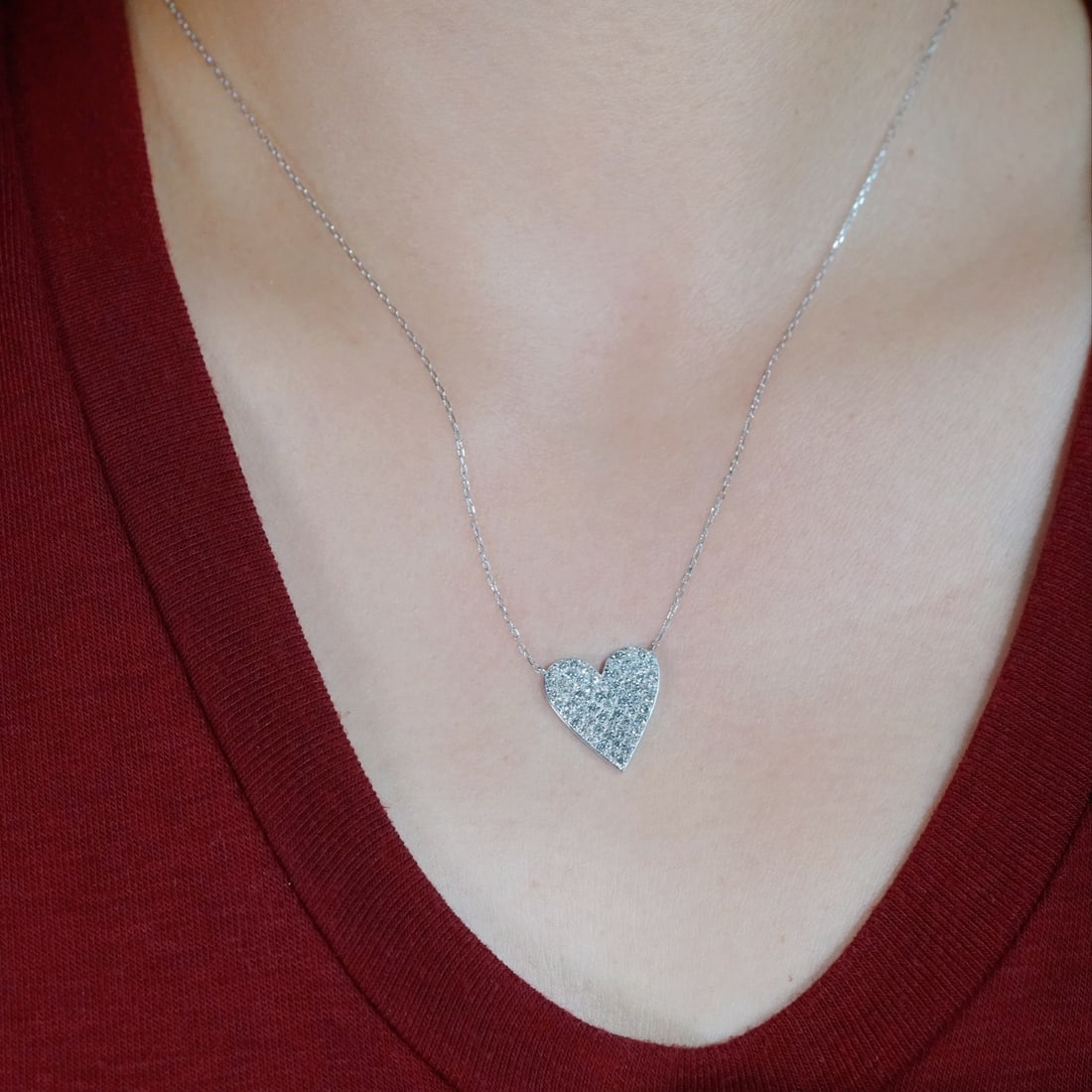 14k Gold 0.68 Ct Natural H Diamond Necklace - 4