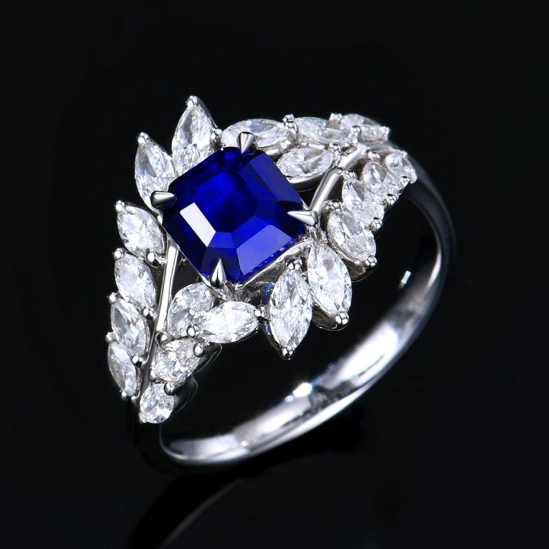 14k Gold 2.87 Ctw Natural Sapphire & Diamond Ring - 4