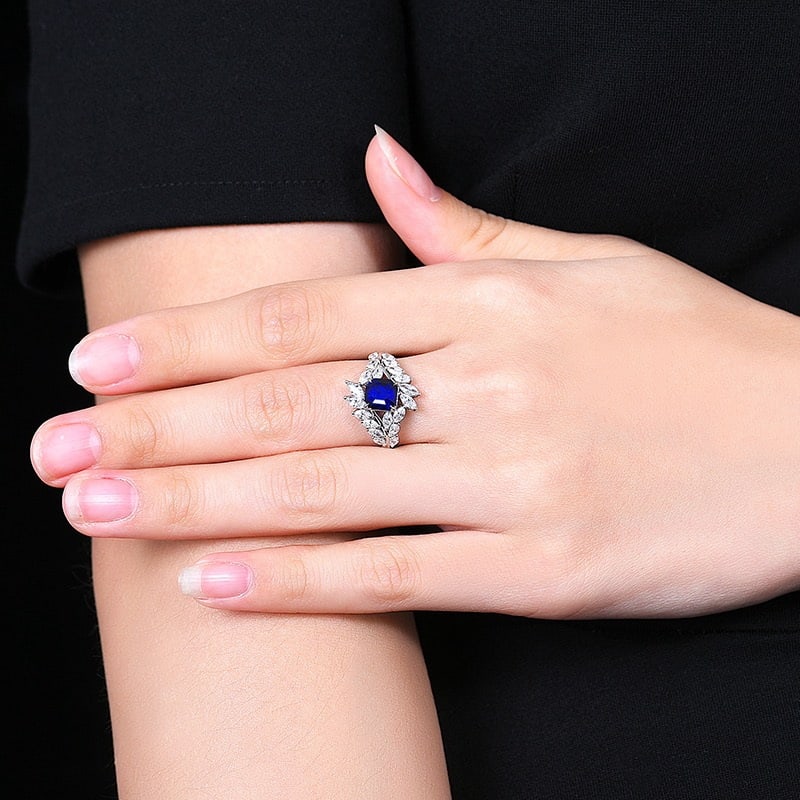 14k Gold 2.87 Ctw Natural Sapphire & Diamond Ring - 8