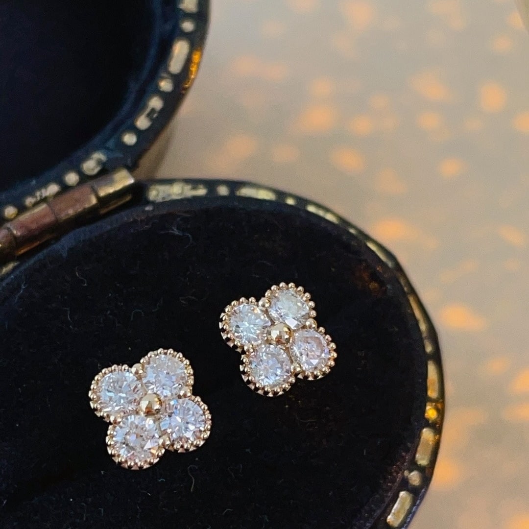 14k Gold 0.40 Ct Natural H Diamond Earrings - 4