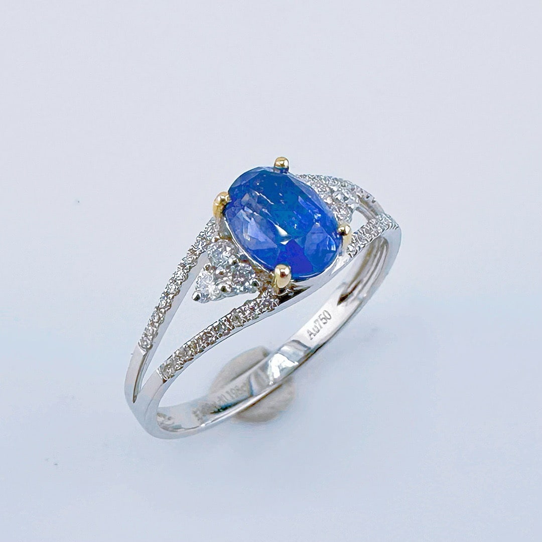 14k Gold 1.43 Ctw Natural Sapphire & Diamond Ring - 2