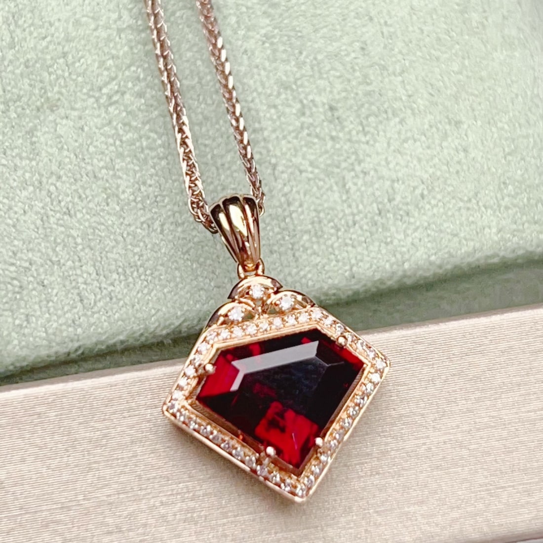 14k Gold 2.99 Ctw Natural Tourmaline & Diamond Pendant( Without Chain ) - 5