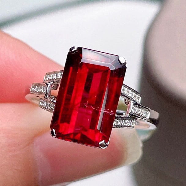 14k Gold 5.67 Ct Natural Tourmaline & Diamond Ring - 3