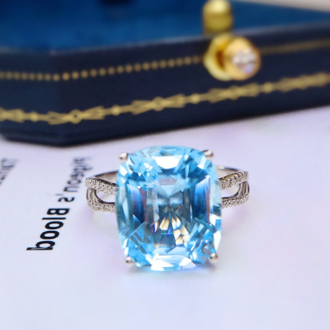 14k Gold 4.83 Ctw Natural Aquamarine & Diamond Ring - 4