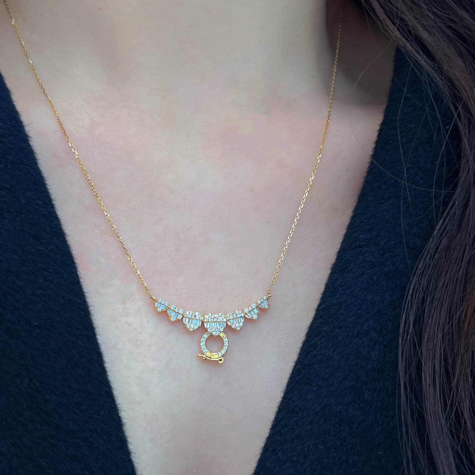 14k Gold 0.48 Ct Natural H Diamond Necklace - 3