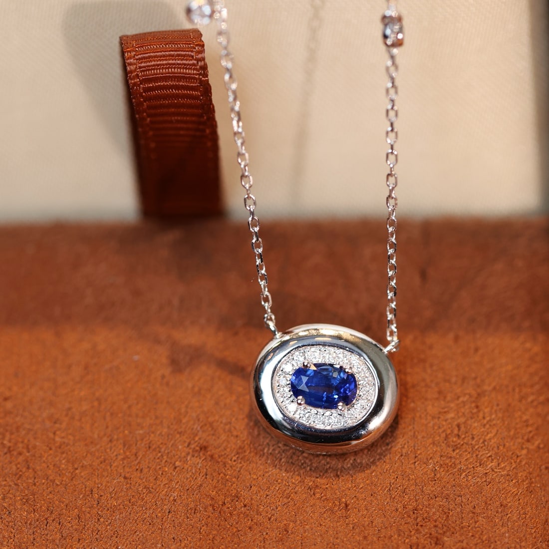 14k Gold 0.63 Ctw Natural Sapphire & Diamond Necklace - 3