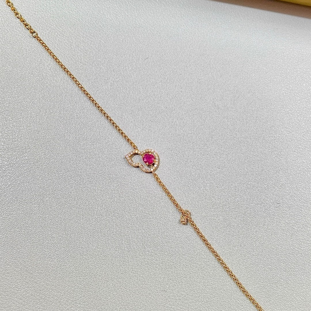 14k Gold 0.61 Ctw Natural Ruby & Diamond Bracelet - 5