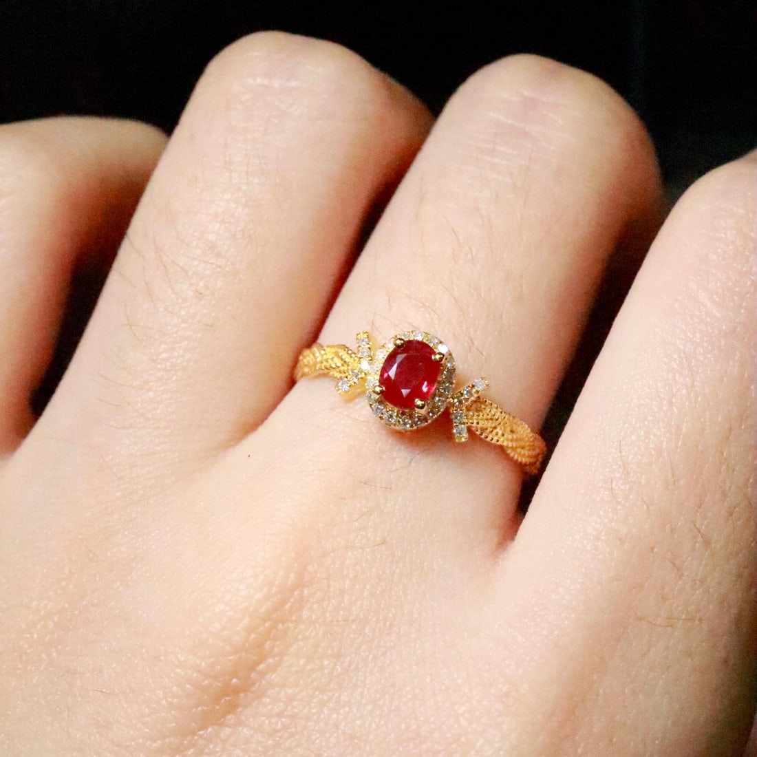 14k Gold 0.55 Ctw Natural Ruby & Diamond Ring - 6