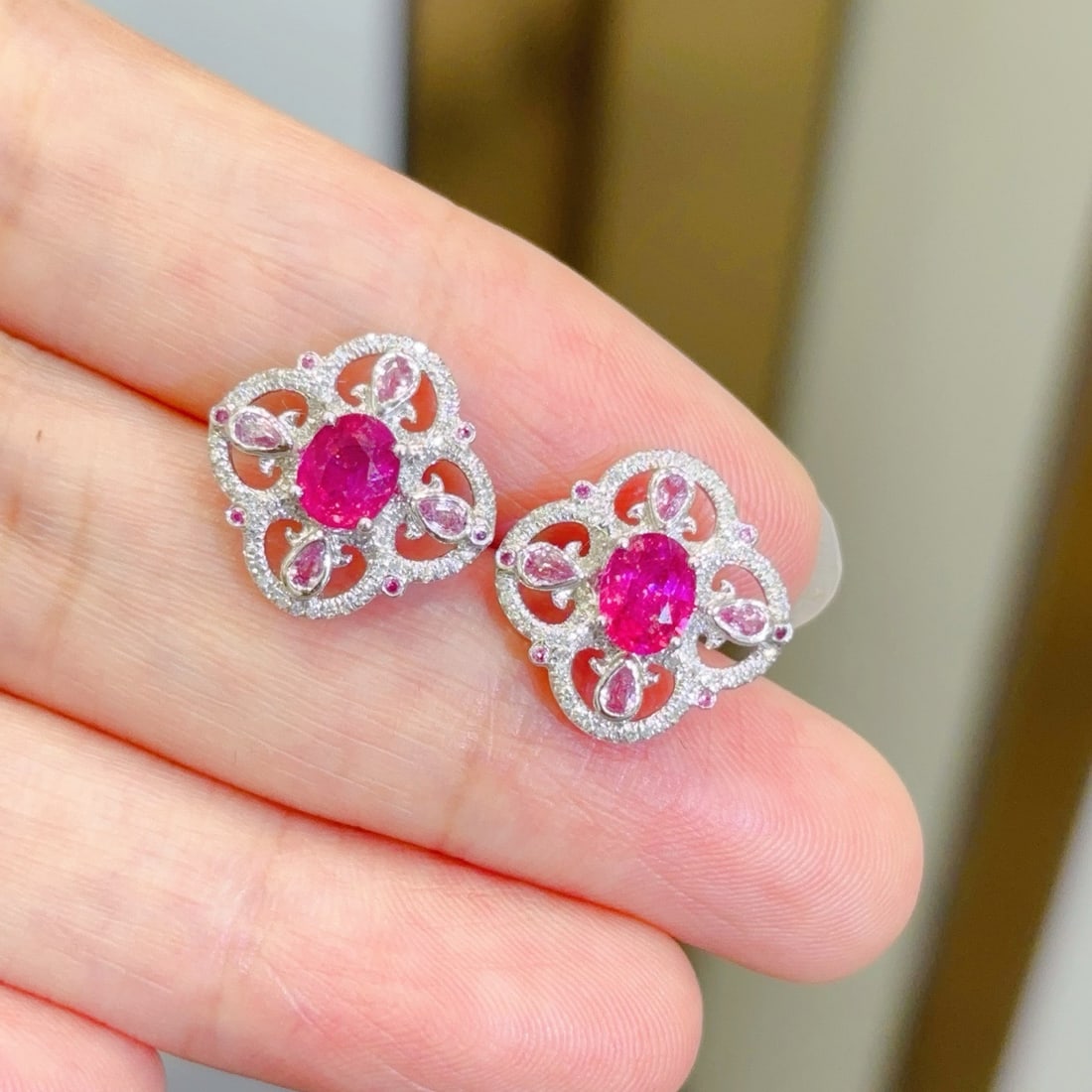 14k Gold 1.2 Ct Natural Tourmaline & Diamond Earrings - 3