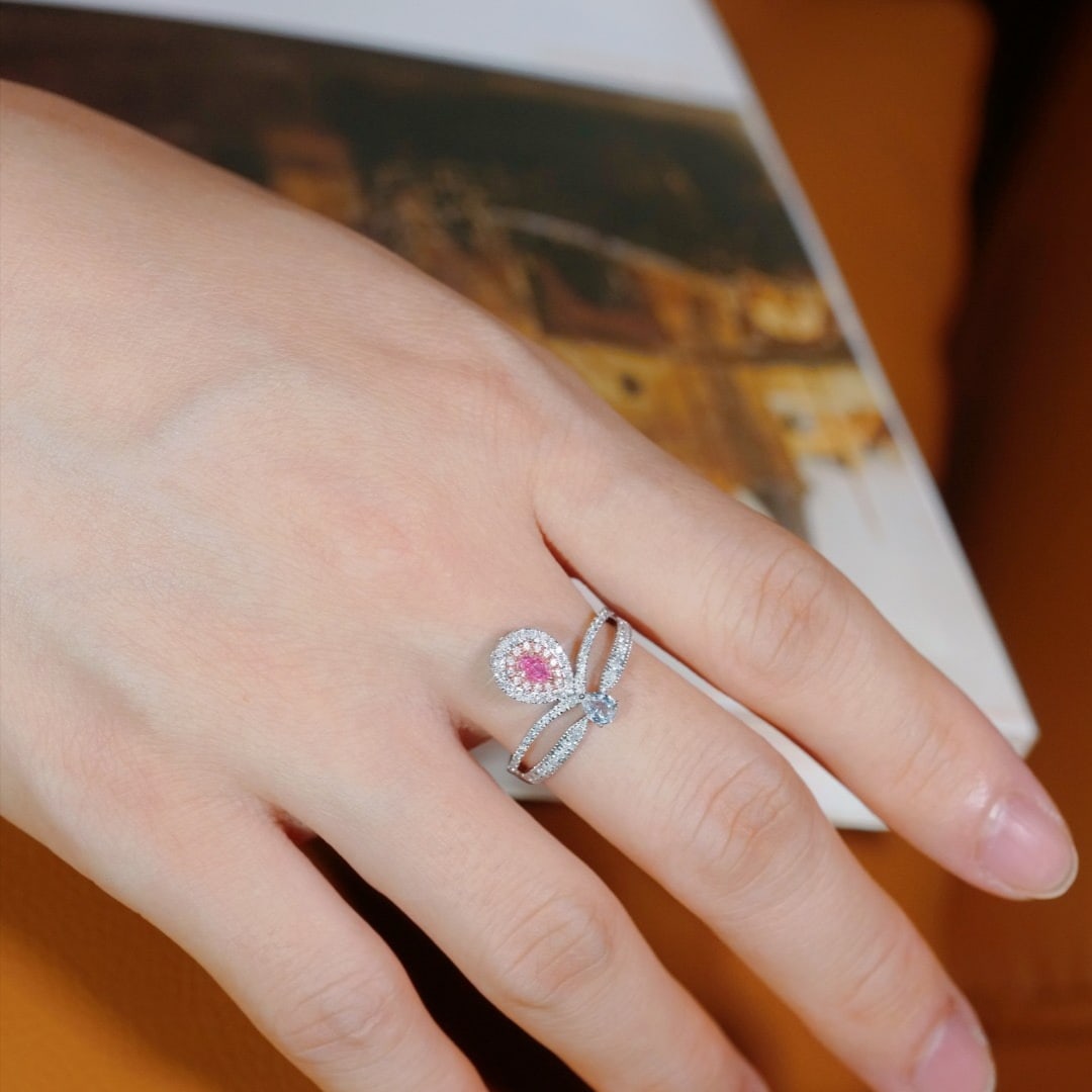 14k Gold 0.55 Ctw Natural Pink Diamond & Diamond Ring - 2
