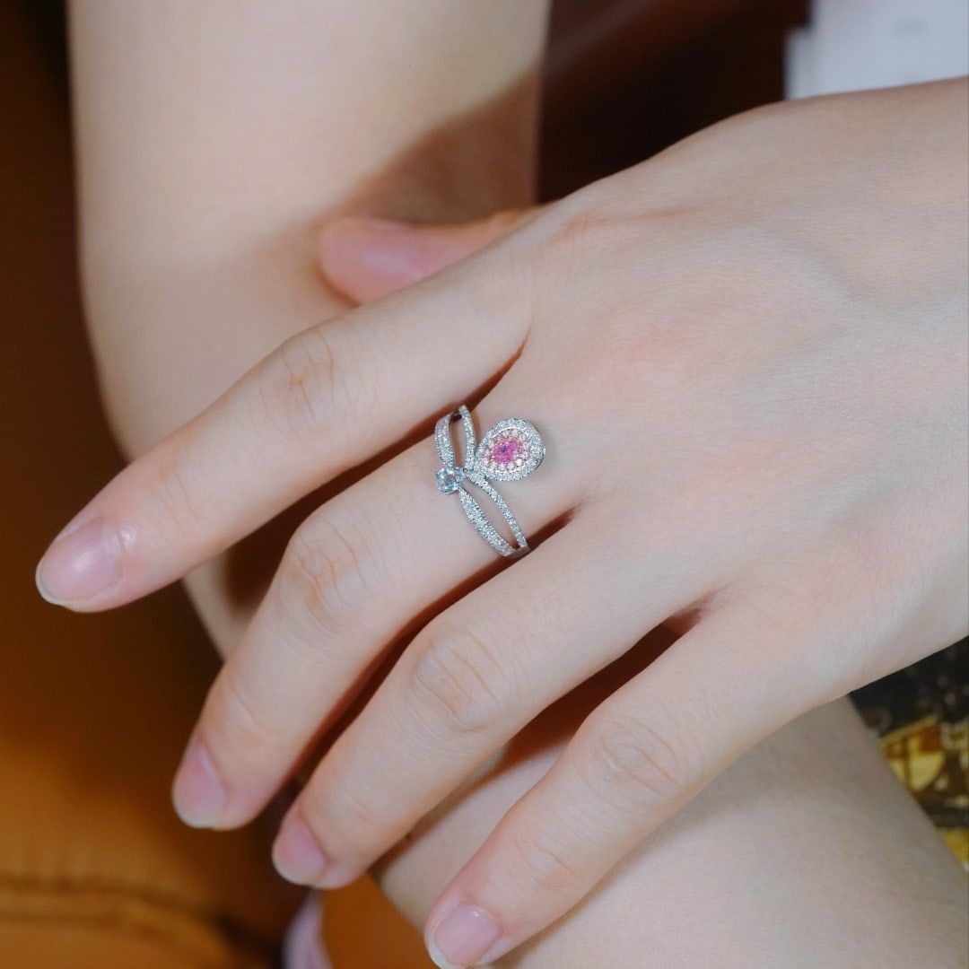 14k Gold 0.55 Ctw Natural Pink Diamond & Diamond Ring - 4