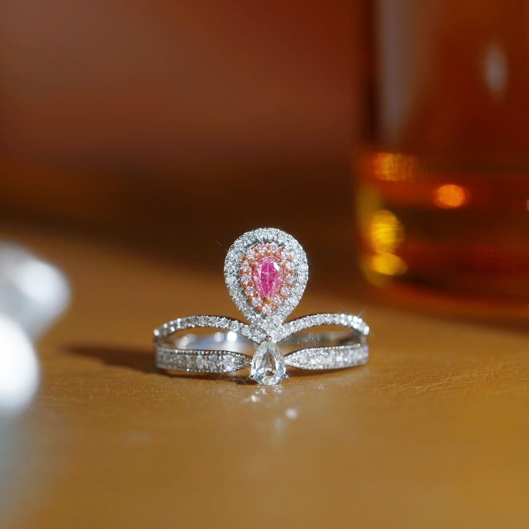 14k Gold 0.55 Ctw Natural Pink Diamond & Diamond Ring - 5