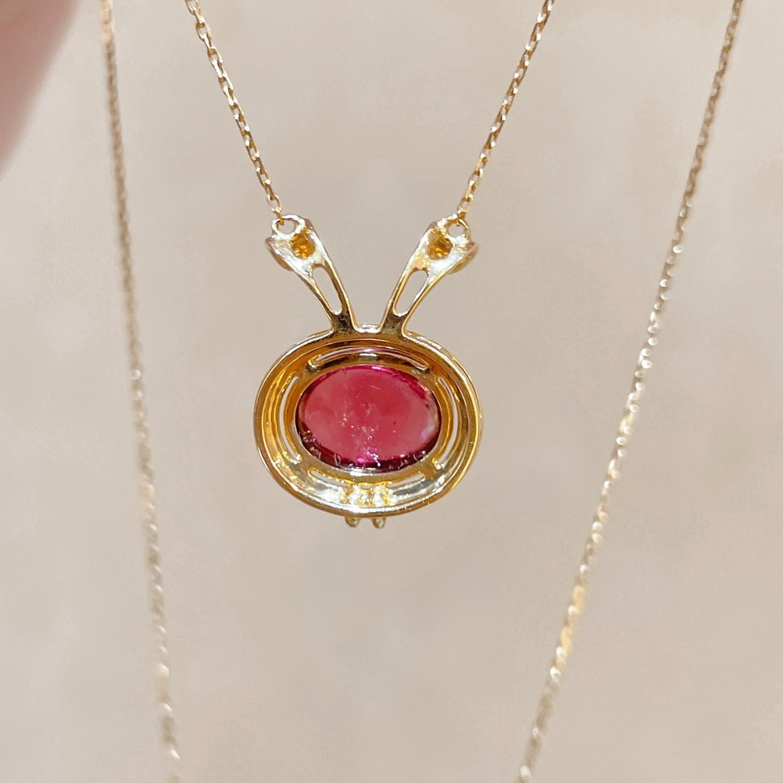 14k Gold 3.36 Ct Natural Tourmaline Necklace - 6