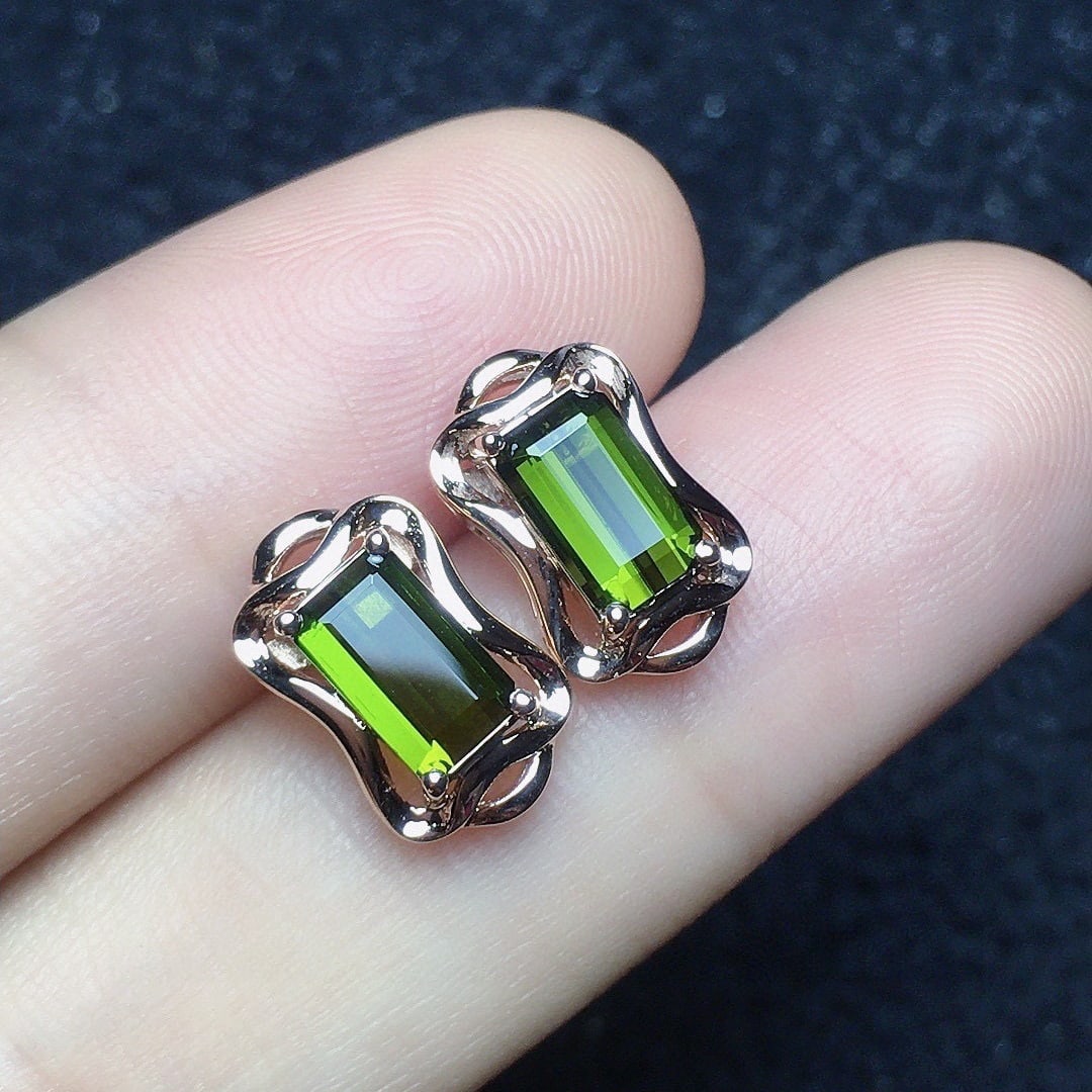 14k Gold 1.42 Ct Natural Tourmaline Earrings - 4