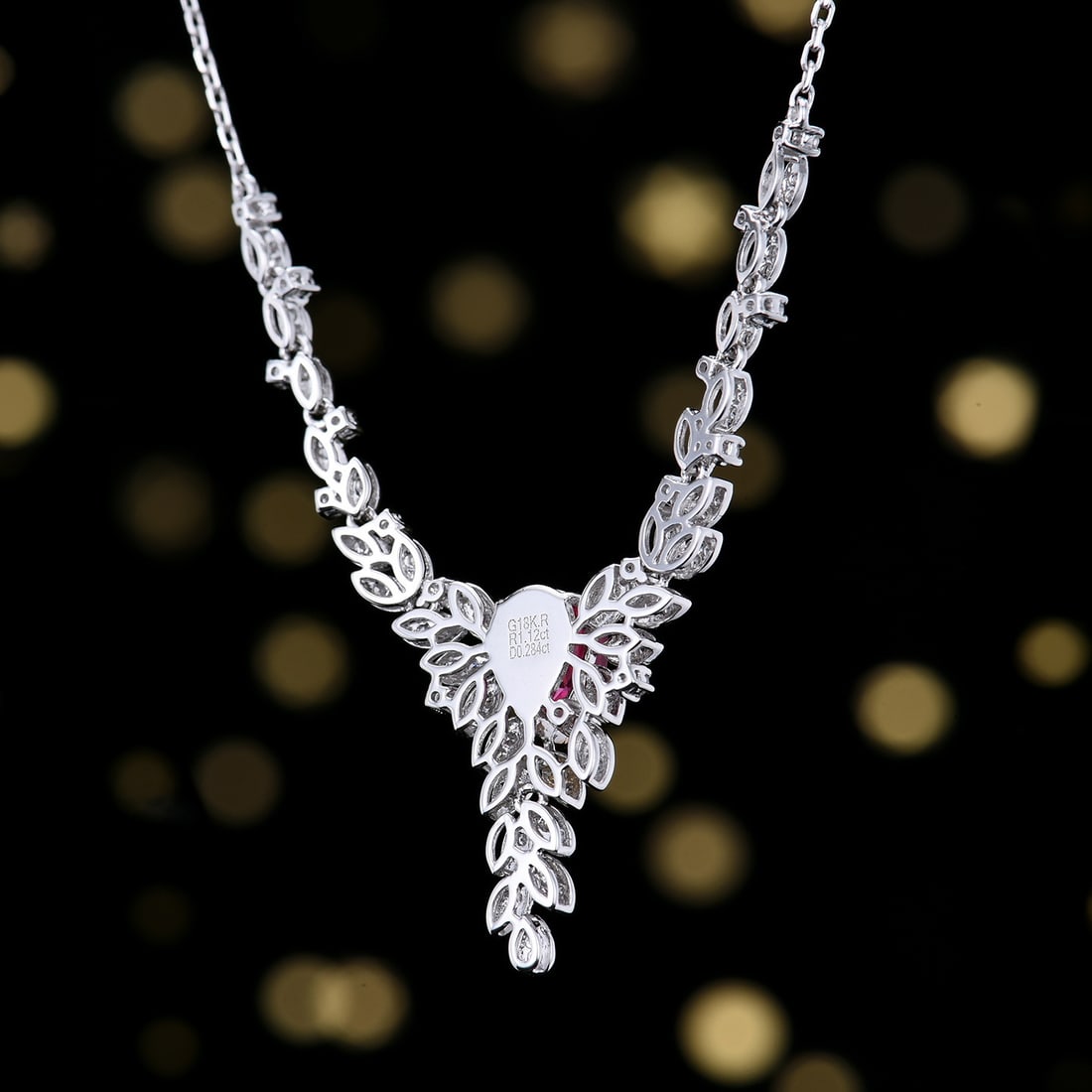 14k Gold 1.40 Ctw Natural Ruby & Diamond Necklace - 2