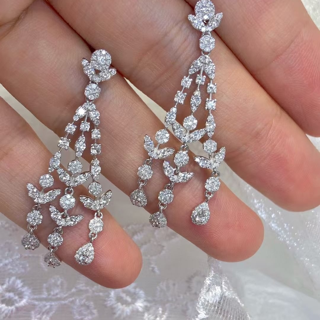 14k Gold 2.06 Ct Natural H Diamond Earrings - 5