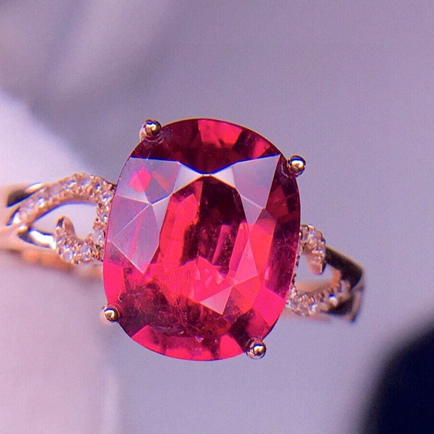 14k Gold 2.96 Ct Natural Tourmaline & Diamond Ring - 3