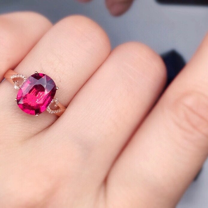 14k Gold 2.96 Ct Natural Tourmaline & Diamond Ring - 5