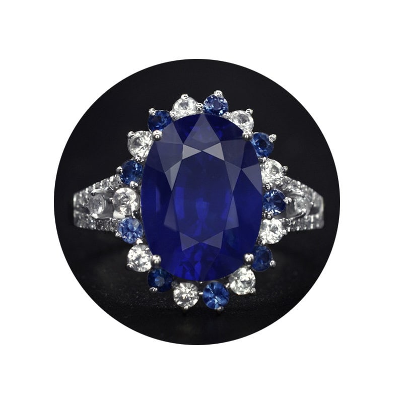 14k Gold 5.34 Ctw Natural Sapphire & Sapphire Ring - 4