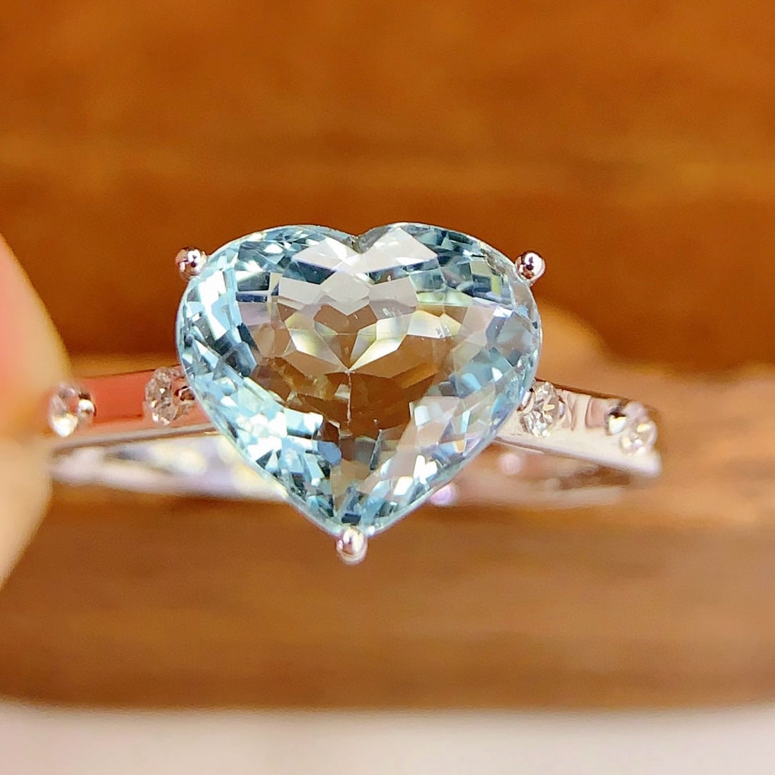 14k Gold 2.78 Ct Natural Aquamarine & Sapphire Ring - 4