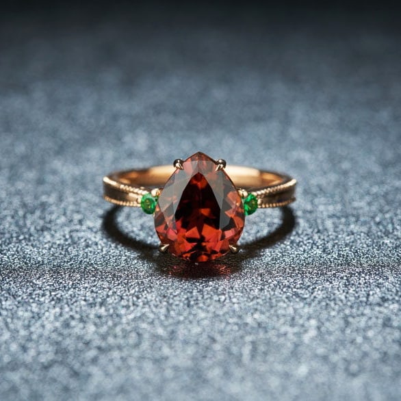 14k Gold 3.52 Ct Natural Tourmaline & Tsavorite Ring - 2