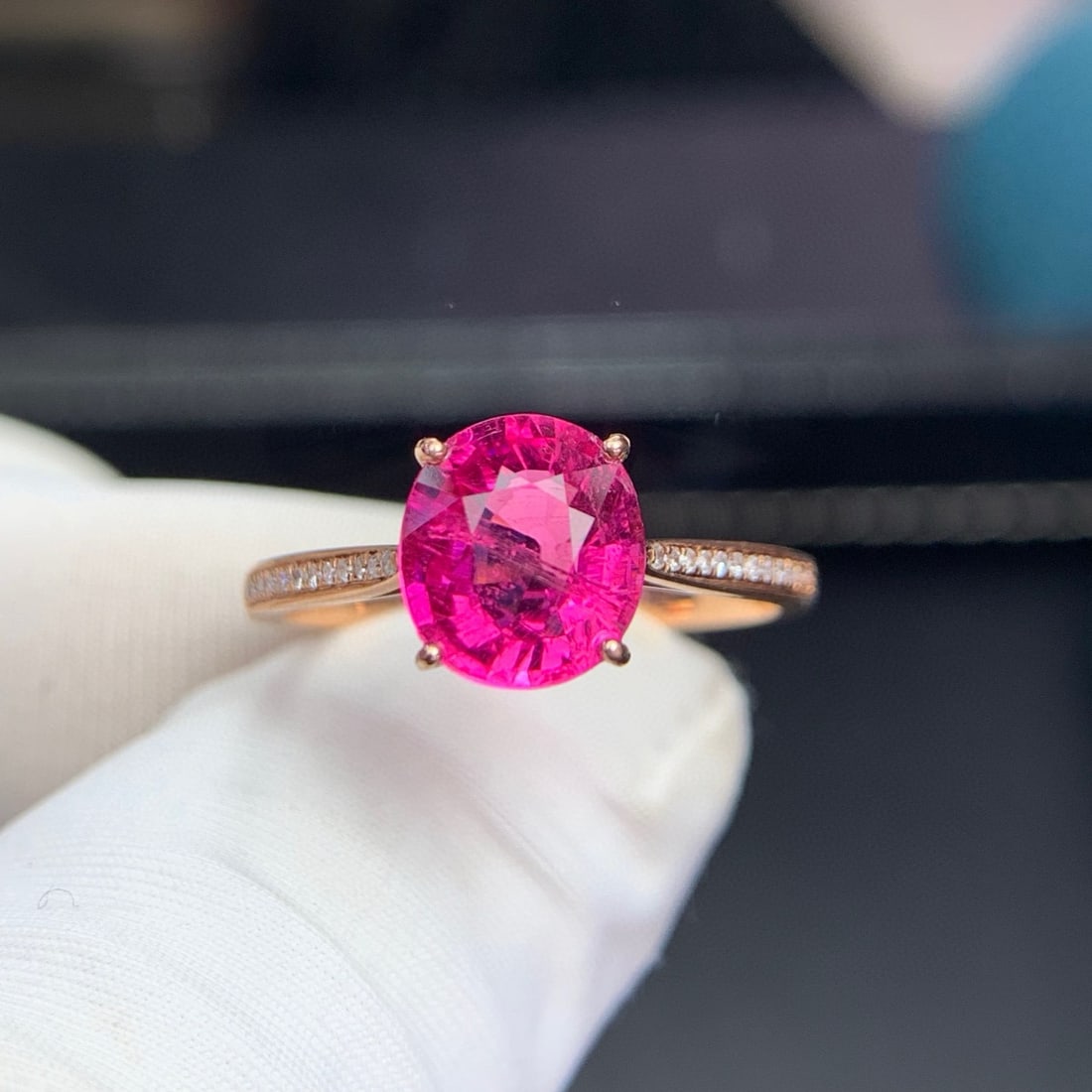 14k Gold 1.95 Ct Natural Tourmaline & Diamond Ring - 2