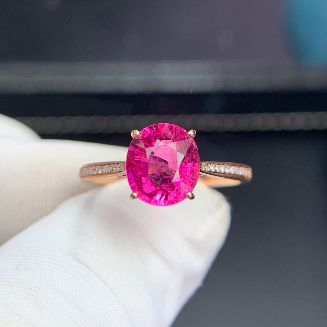 14k Gold 1.95 Ct Natural Tourmaline & Diamond Ring - 3