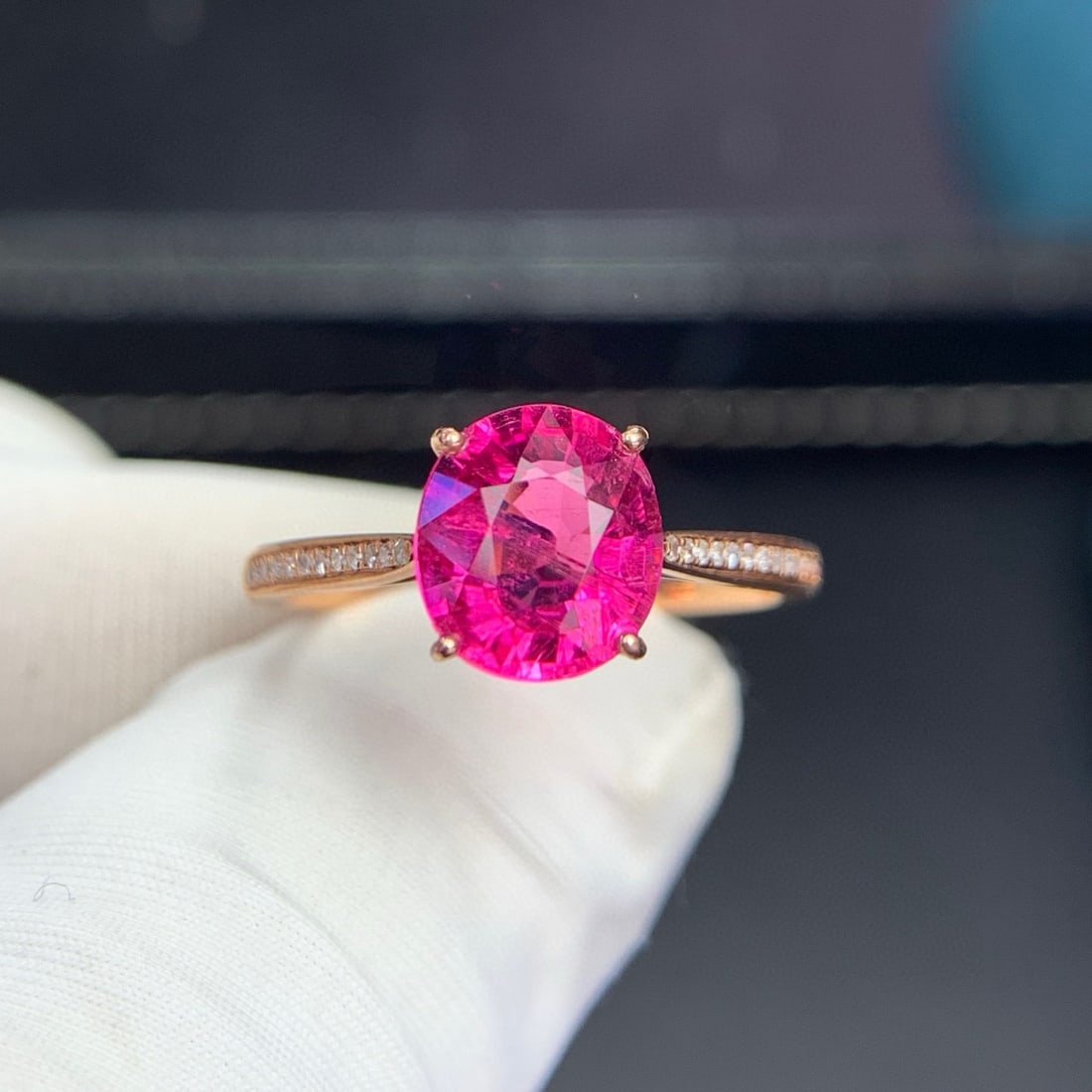 14k Gold 1.95 Ct Natural Tourmaline & Diamond Ring - 4
