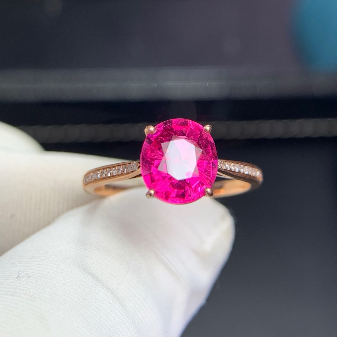14k Gold 1.95 Ct Natural Tourmaline & Diamond Ring - 5