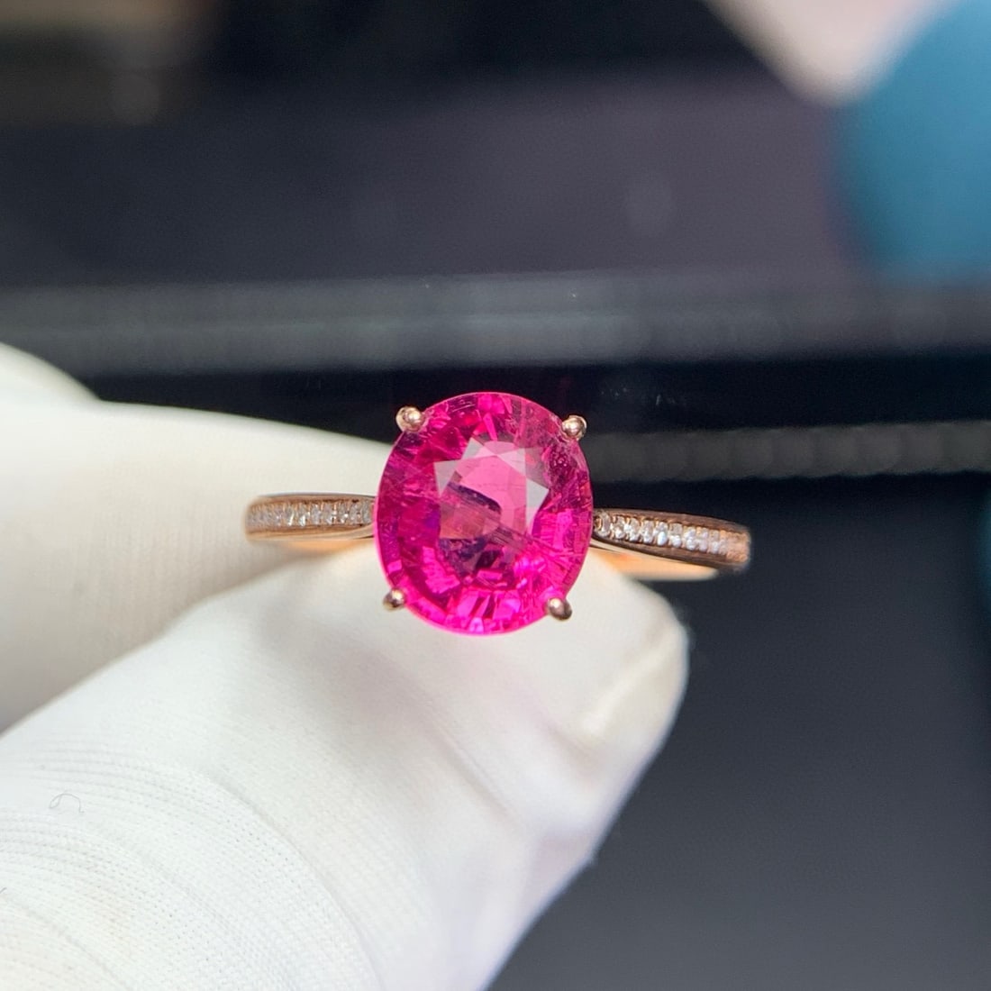 14k Gold 1.95 Ct Natural Tourmaline & Diamond Ring - 6