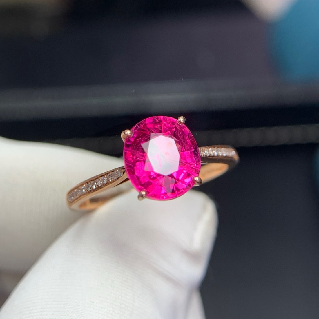 14k Gold 1.95 Ct Natural Tourmaline & Diamond Ring - 7