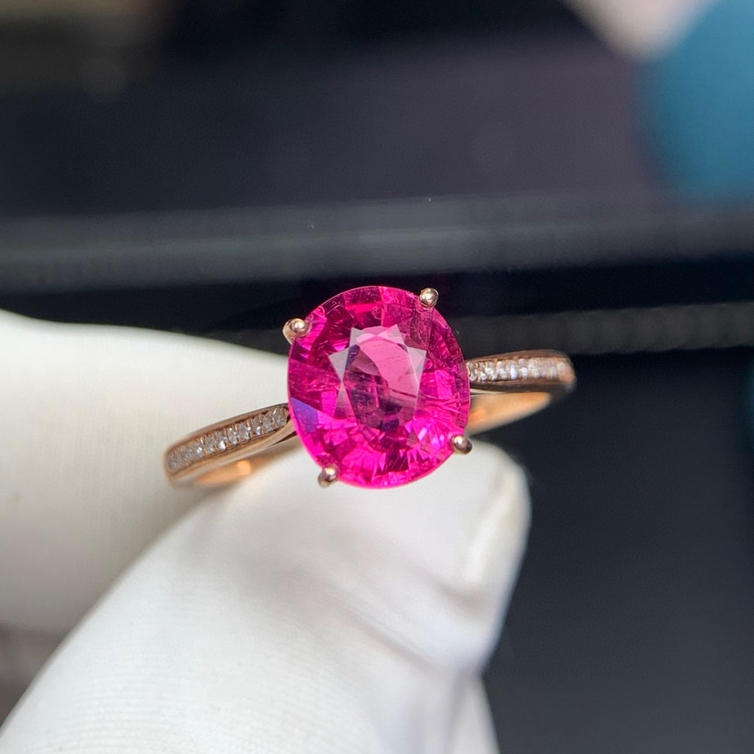 14k Gold 1.95 Ct Natural Tourmaline & Diamond Ring - 8
