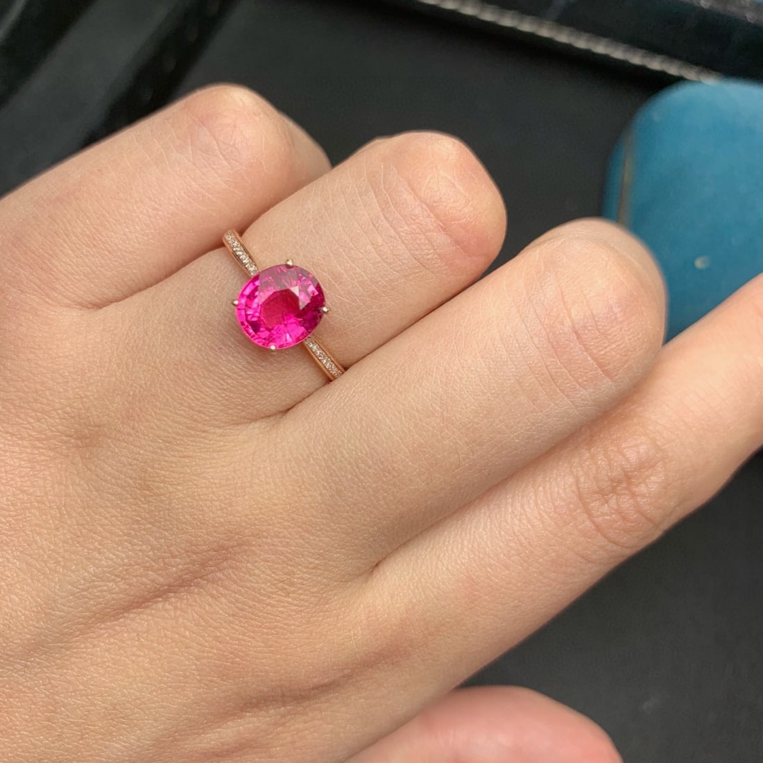14k Gold 1.95 Ct Natural Tourmaline & Diamond Ring - 9