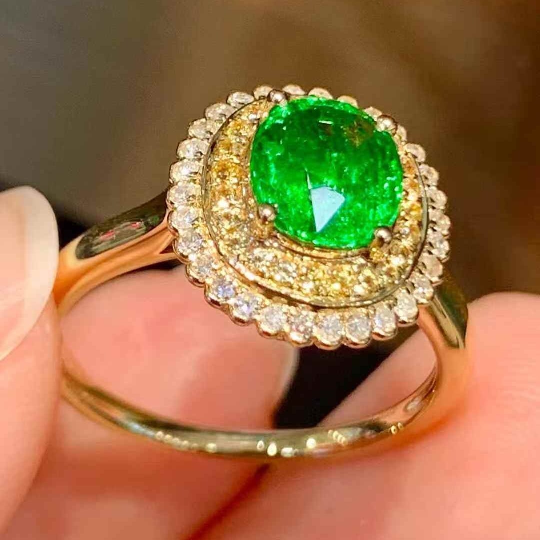 14k Gold 1.65 Ct Natural Tsavorite & Diamond Ring - 3