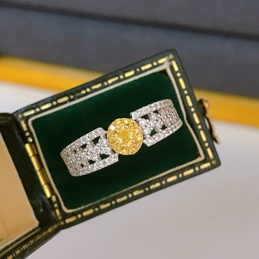 14k Gold 0.68 Ct Natural Color Diamond Ring: Ref:231113163 // gold content:14k gold // ring size:7. 25us // // main gemstone:color diamond // shape:multiple // carat weight:0. 68ct // clarity grade:vs-si // color:color // treatment:natural //
