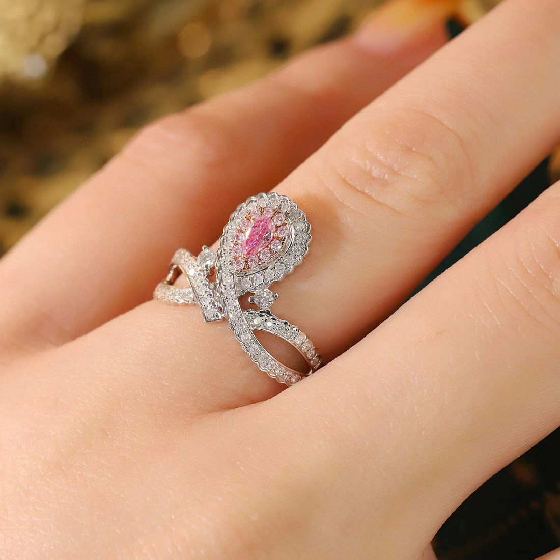 14k Gold 0.57 Ctw Natural Pink Diamond & Diamond Ring - 5