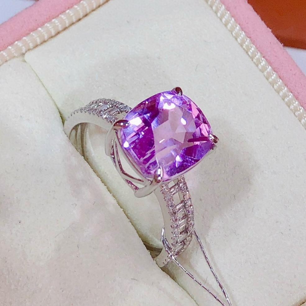 14k Gold 5.2 Ct Natural Kunzite & Diamond Ring - 3
