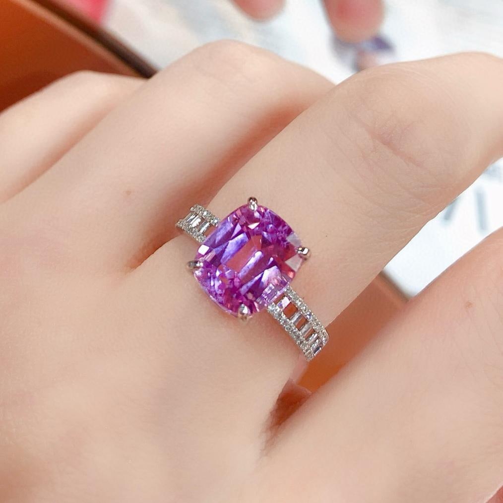 14k Gold 5.2 Ct Natural Kunzite & Diamond Ring - 4