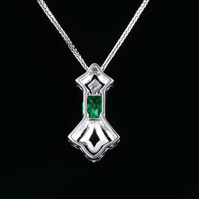 14k Gold 0.65 Ctw Natural Emerald & Diamond Pendant( Without Chain ) - 4