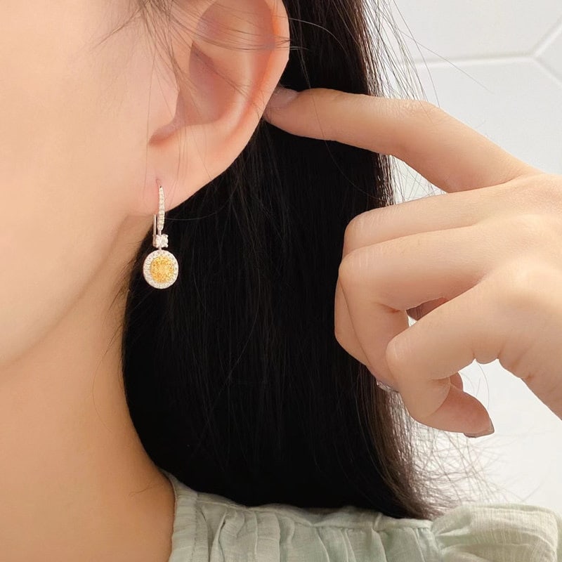14k Gold 1.1 Ctw Natural Yellow Diamond & Diamond Earrings - 5